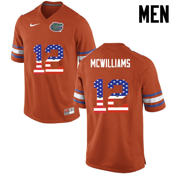 Men Florida Gators #12 C.J. McWilliams College Football USA Flag Fashion Jerseys-Orange - Click Image to Close